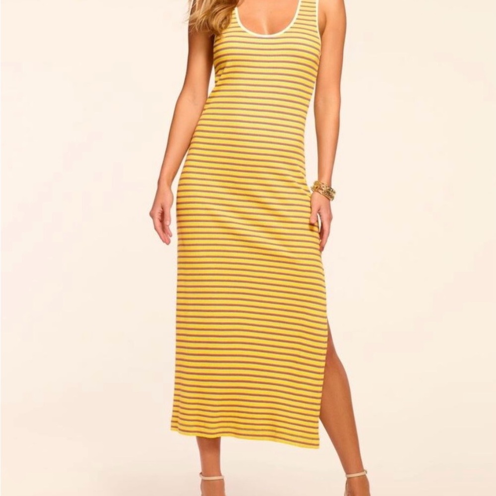Ramy Brook Yellow Striped Midi Dress